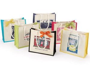 Colored Jute Gusset Shopping Bags