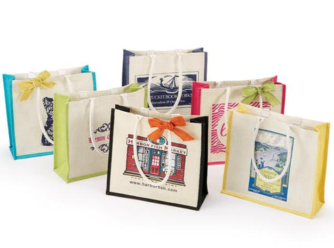 Colored Jute Gusset Shopping Bags