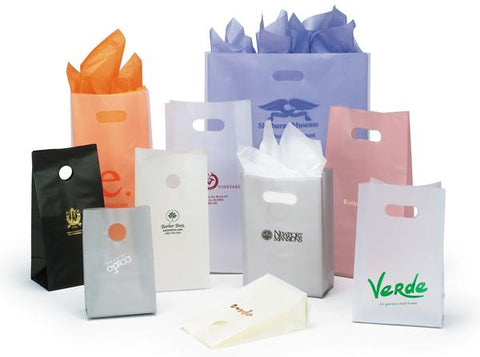 8 x 10 Colored Plastic Merchandise Bags Retail Store Bags with Die Cut  Handles