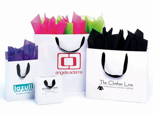Matte Laminated Black Grosgrain Handle European Shopping Bags